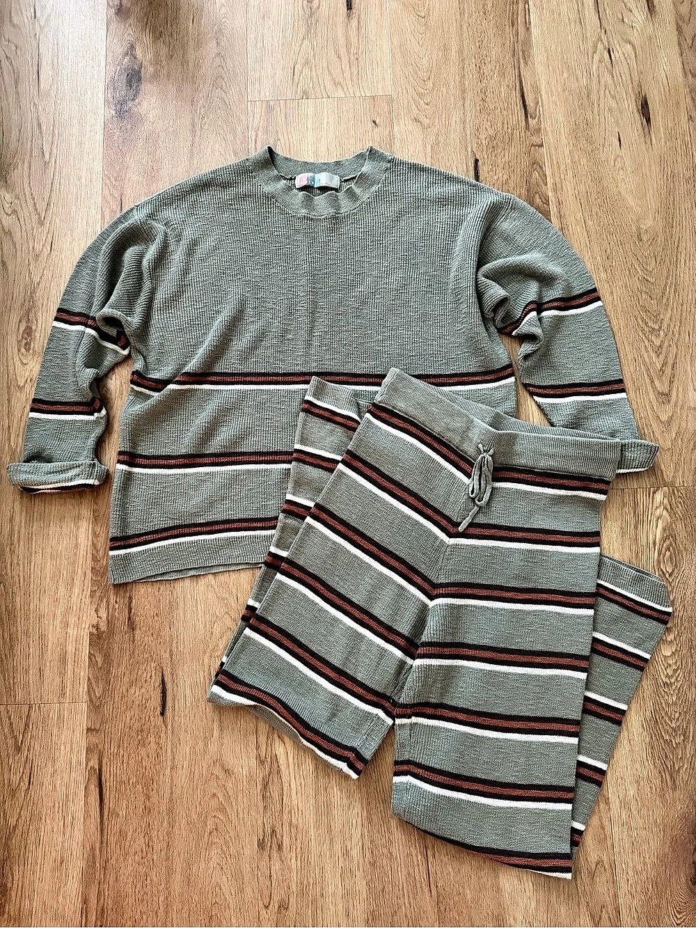 Free People Sweater Set Green & Brown